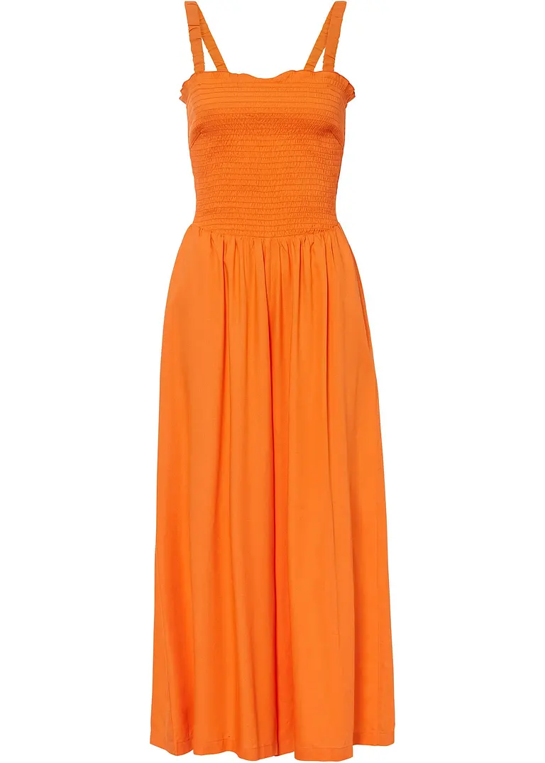 Jumpsuit aus fließender Viskose in orange von vorne - bonprix