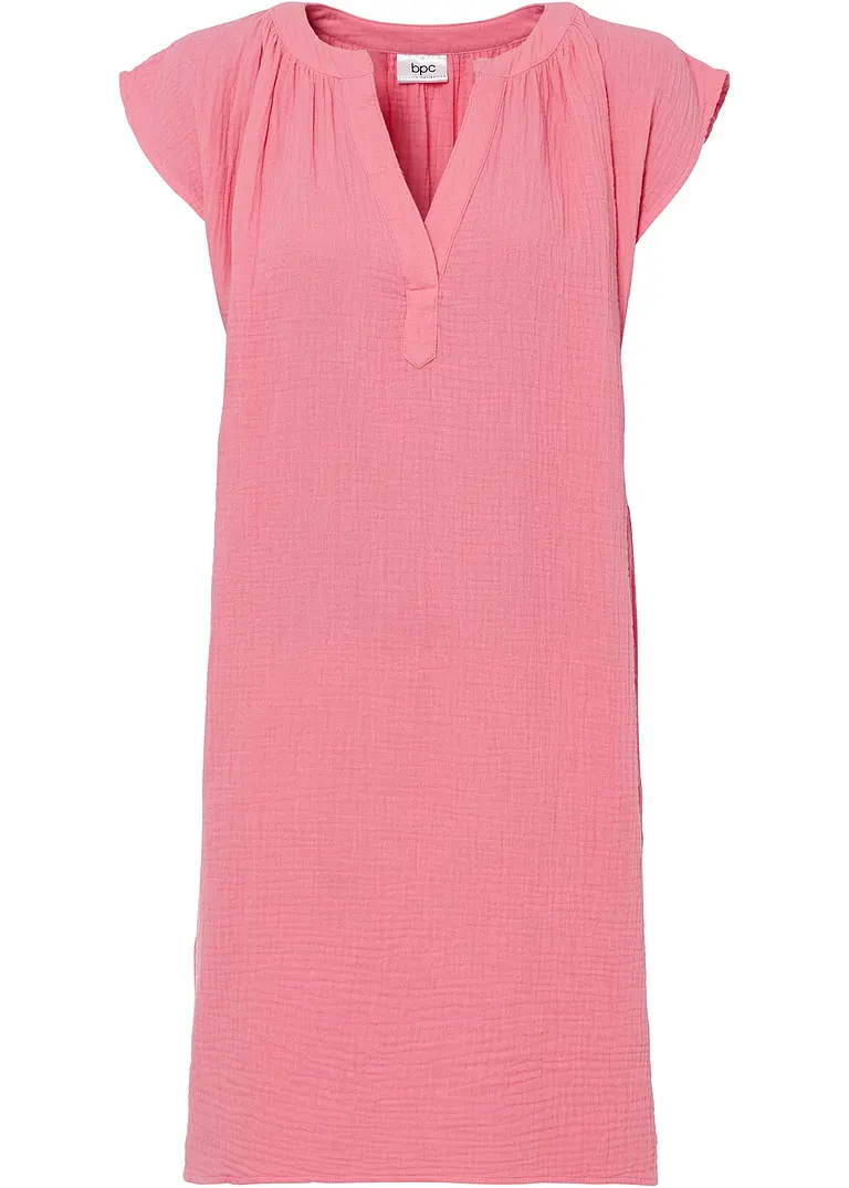 Minikleid aus reiner Baumwolle in rosa von vorne - bonprix
