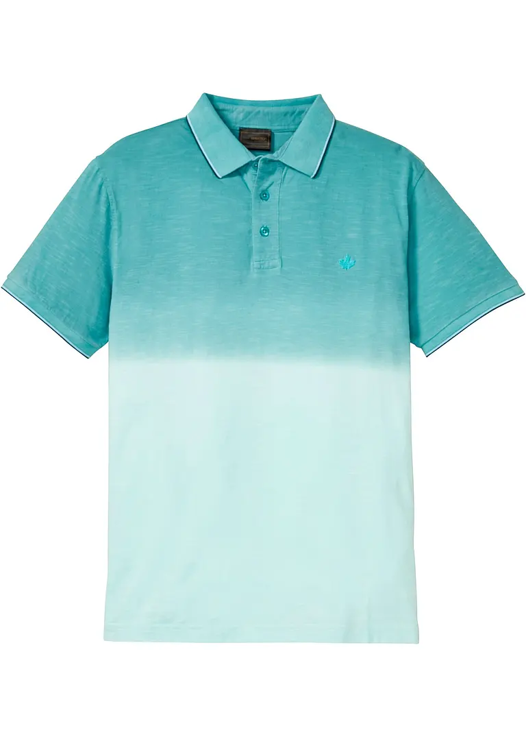 Poloshirt aus reiner Baumwolle in petrol von vorne - bonprix