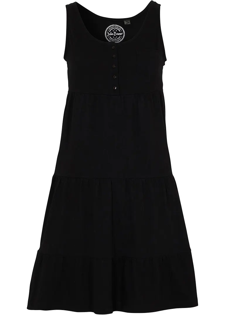 Baumwoll Jerseykleid, kurz in schwarz von vorne - bonprix