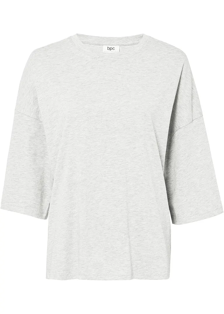 Oversize Shirt aus elastischem Bio-Baumwoll-Mix in grau von vorne - bonprix