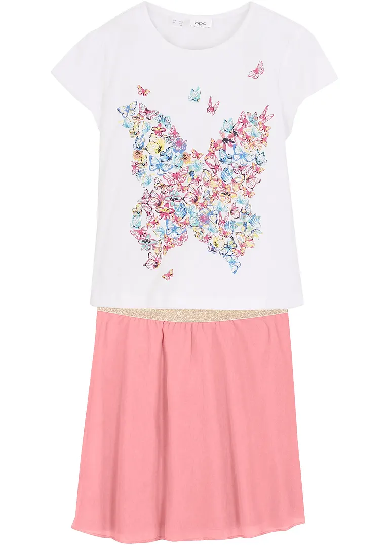 Shirt + Rock (2-tlg.Set) in weiß von vorne - bonprix