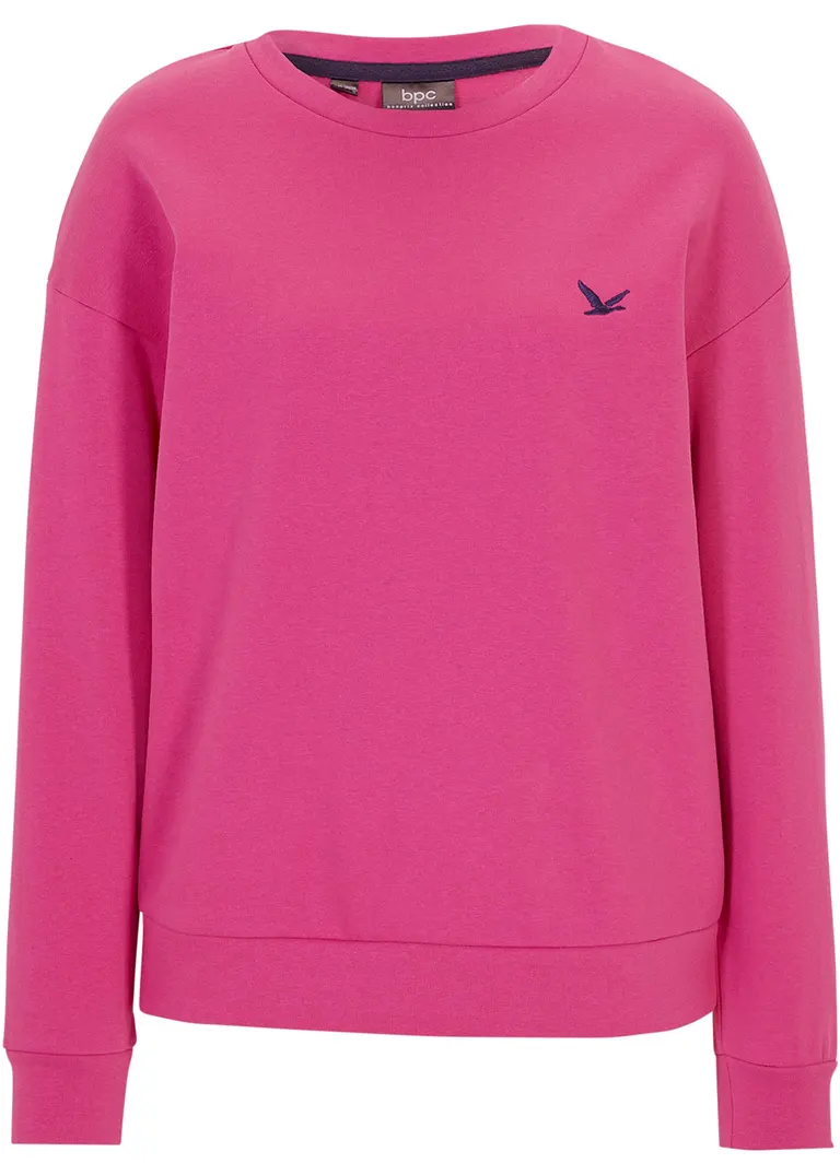 Sweatshirt mit Stickung in pink von vorne - bonprix
