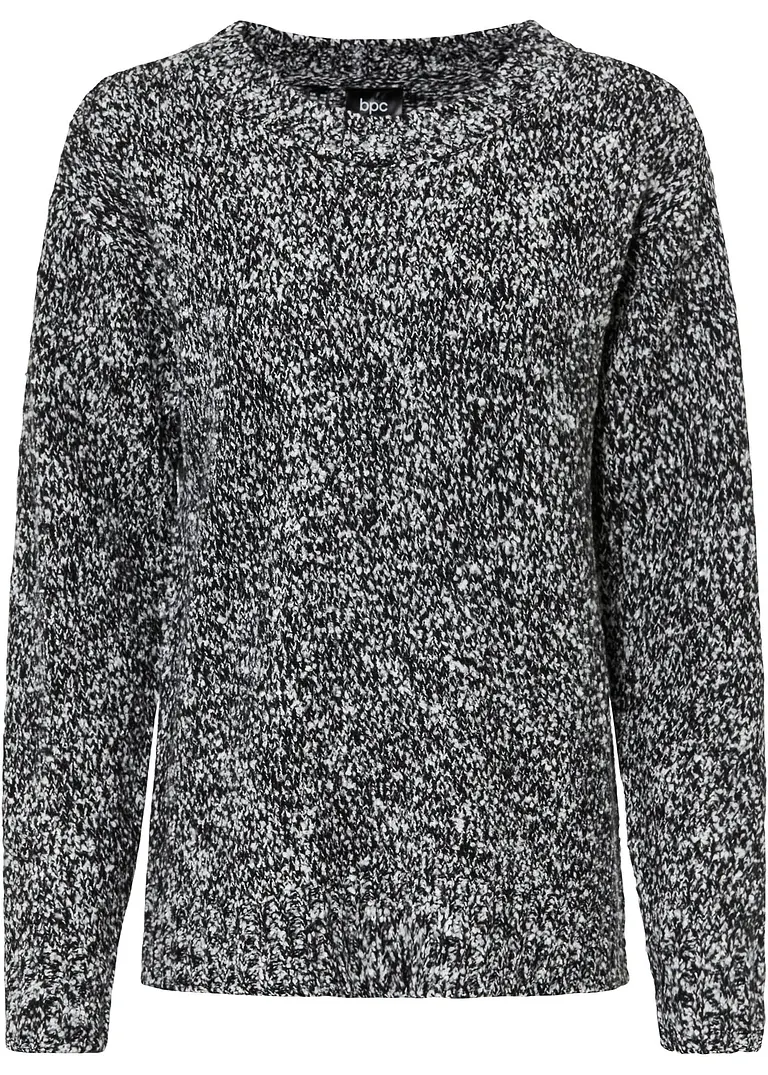 Strick-Pullover mit Rundhalsausschnitt in schwarz von vorne - bonprix