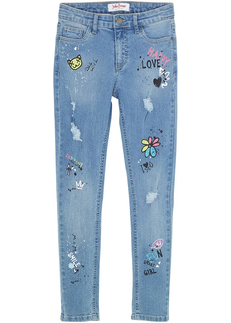 Skinny-Jeans Mid Waist in blau von vorne - bonprix