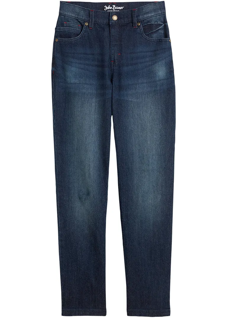 Loose Fit Stretch-Jeans, Straight in blau von vorne - bonprix