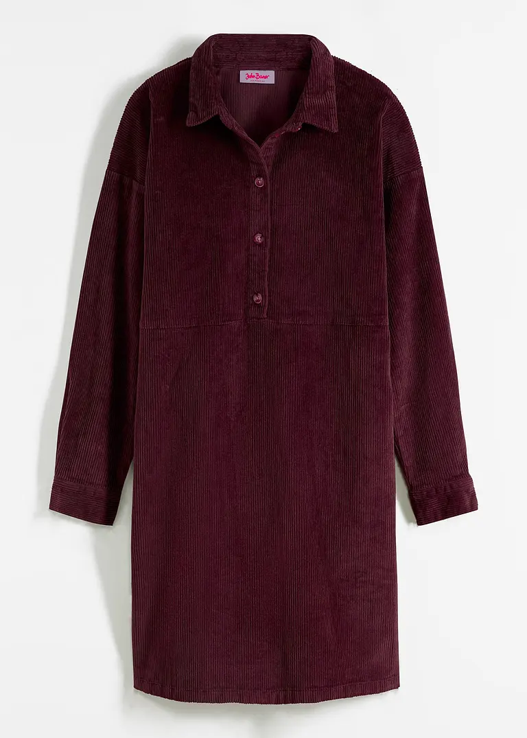 Cord-Kleid, Stretch in rot von vorne - bonprix