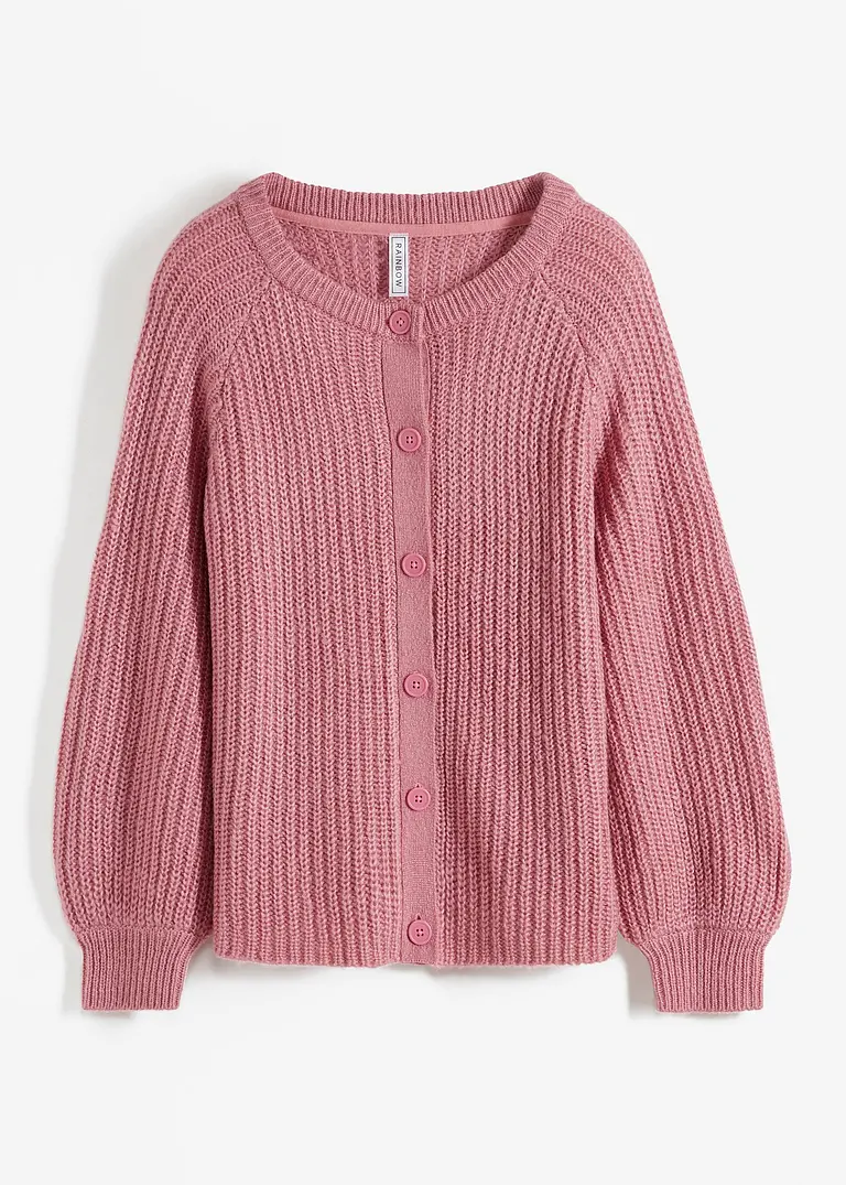 Grobstrickjacke in rosa von vorne - bonprix