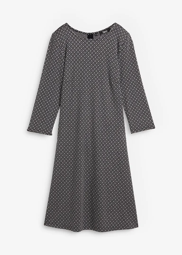 Punto di Roma-Kleid mit Jaquardmuster aus Viskose-Mix in schwarz von vorne - bonprix
