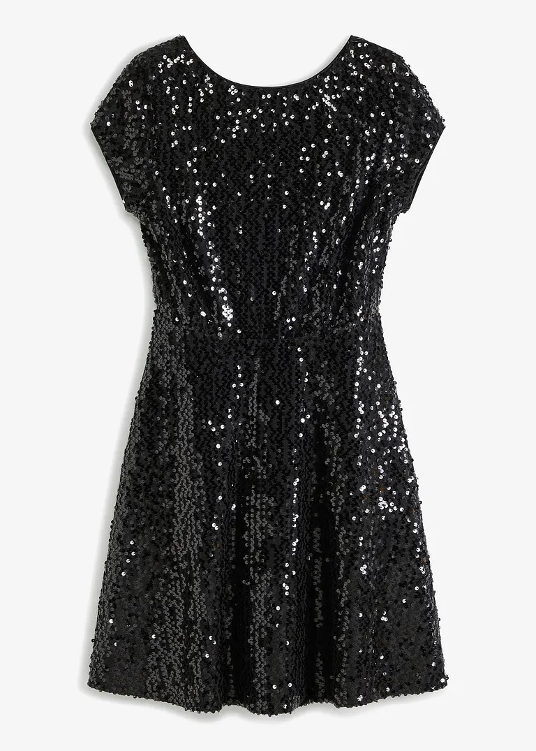 Paillettenkleid mit tiefem Rückenausschnitt in schwarz von vorne - bonprix