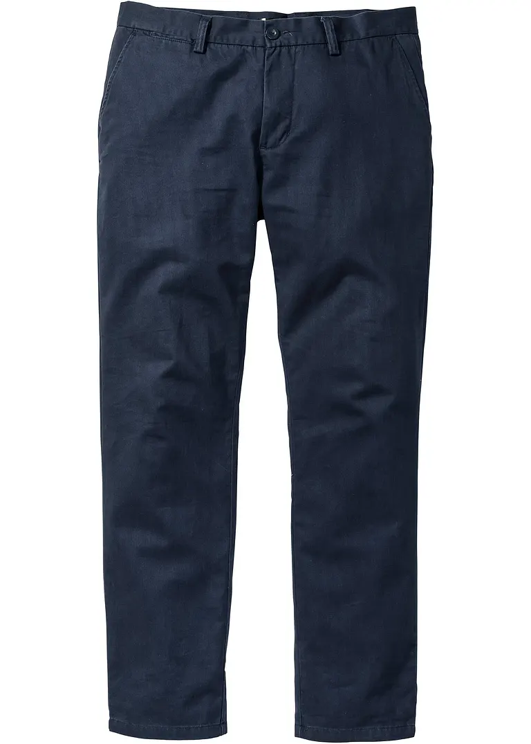 Regular Fit Chinohose aus reiner Baumwolle, Straight in blau von vorne - bonprix