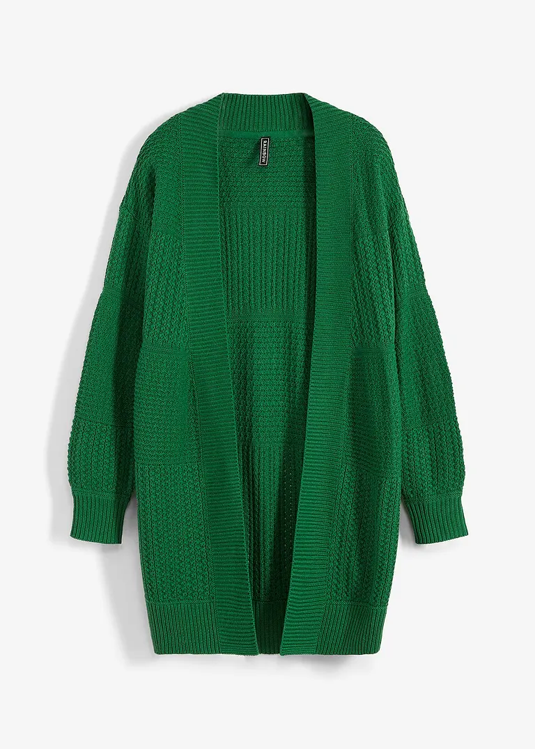 Longstrickjacke in grün von vorne - bonprix