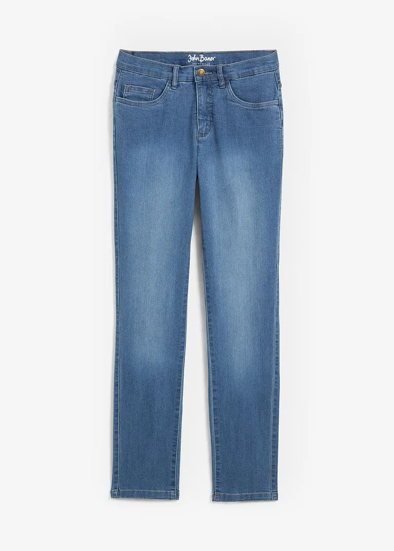 Straight Jeans Mid Waist, Stretch in blau von vorne - bonprix