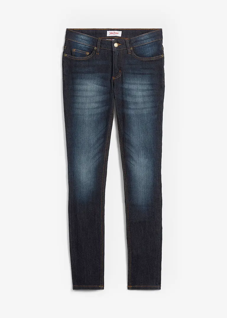 Skinny Jeans Mid Waist, Stretch in blau von vorne - bonprix