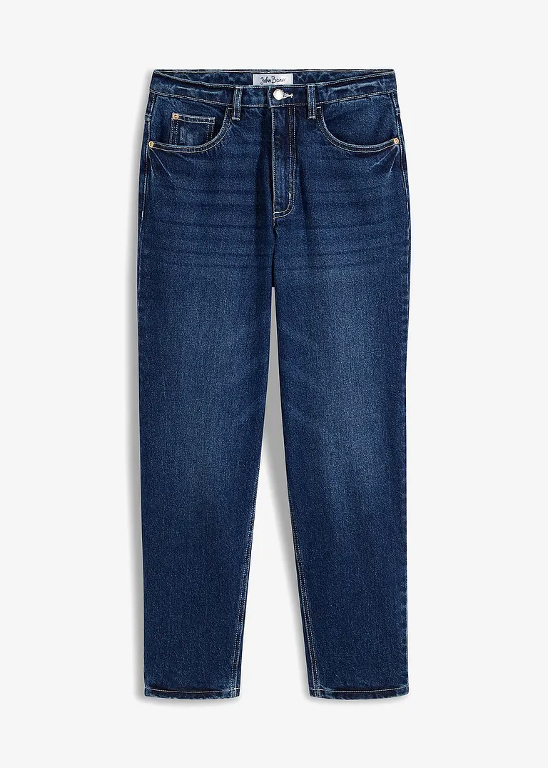 Mom Jeans High Waist, cropped in blau von vorne - bonprix