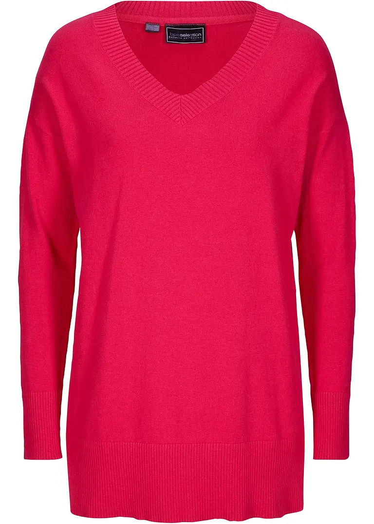 Long-Pullover in rot von vorne - bonprix