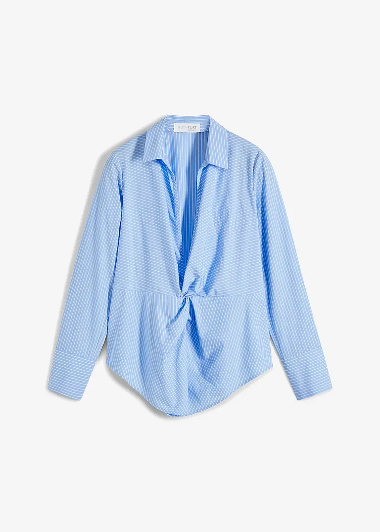 Bluse mit Schmuckknöpfen in blau von vorne - BODYFLIRT boutique