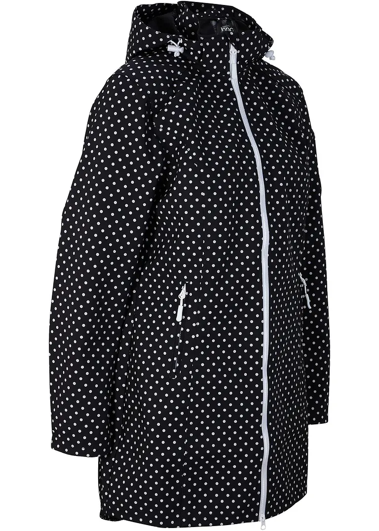 Leichte Softshell-Langjacke, wasserabweisend in schwarz von vorne - bonprix