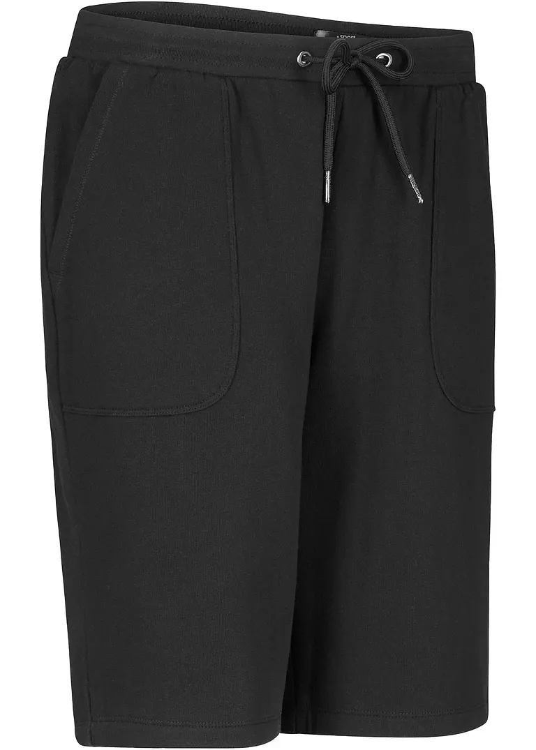Sweat-Bermuda aus reiner Baumwolle in schwarz von der Seite - bonprix