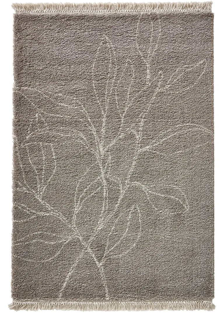 Hochflor Teppich mit floralen Motiven in grau - bpc living bonprix collection
