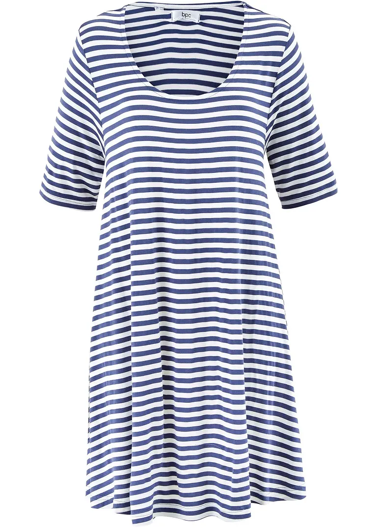 Tunika-Shirt aus Viskose-Mix in blau von vorne - bonprix