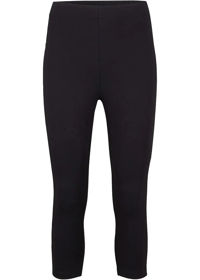 Capri-Leggings mit Bequembund in schwarz von vorne - bonprix