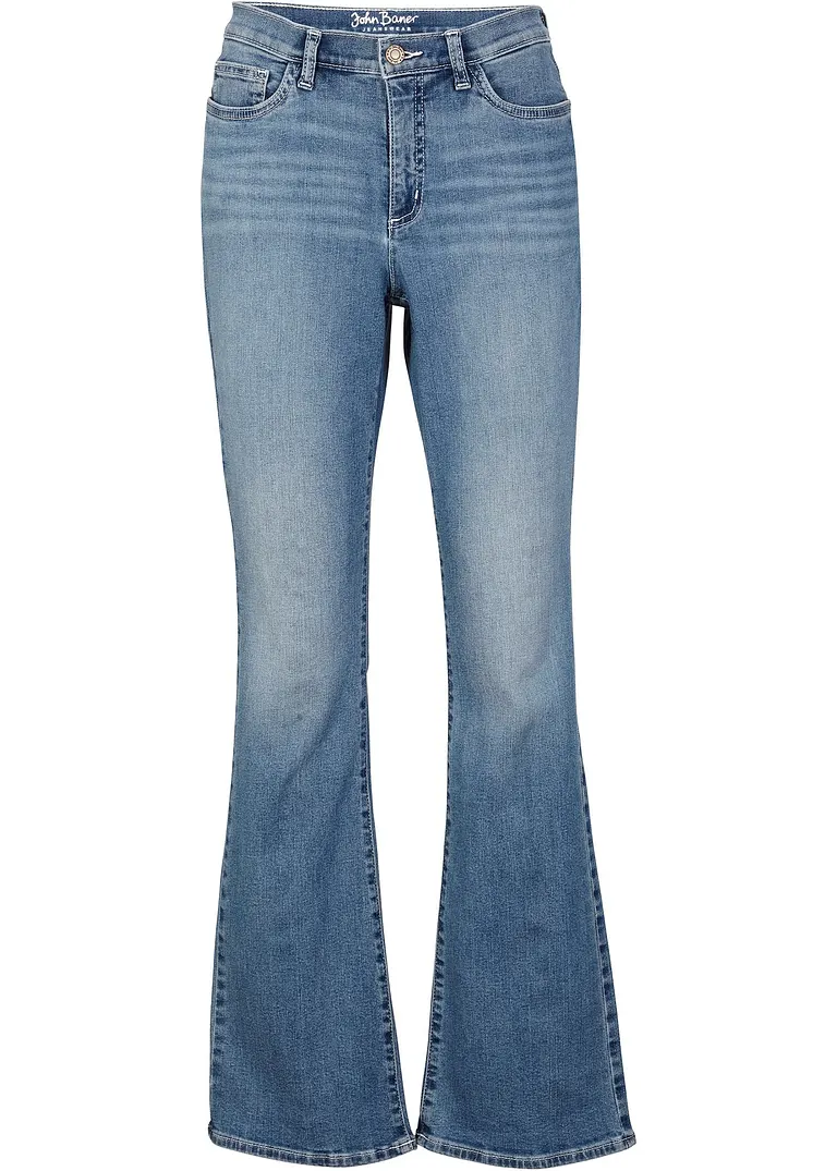 Bootcut Jeans Mid Waist, Bio-Baumwolle in blau von vorne - bonprix