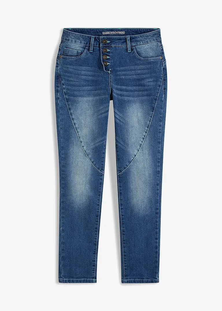 Boyfriend-Jeans in blau von vorne - bonprix