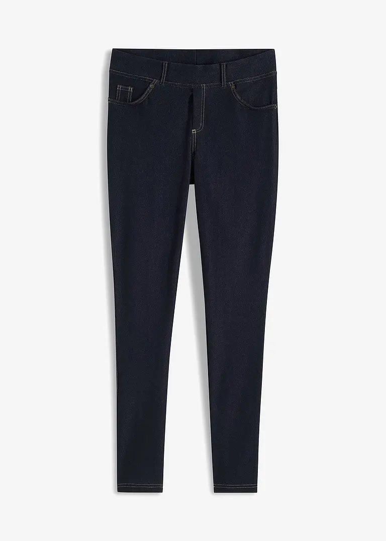 Leggings in Jeansoptik aus Baumwoll-Mix in blau von vorne - bonprix