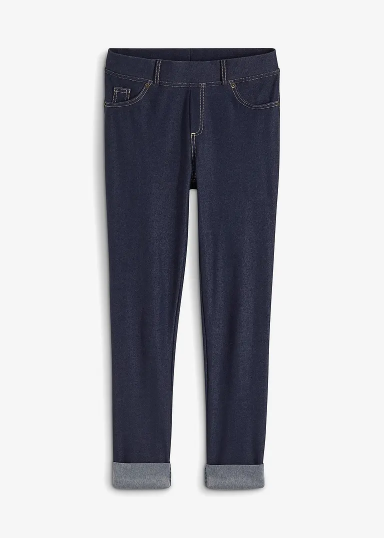 Leggings in Jeansoptik aus Baumwoll-Mix in blau von vorne - bonprix
