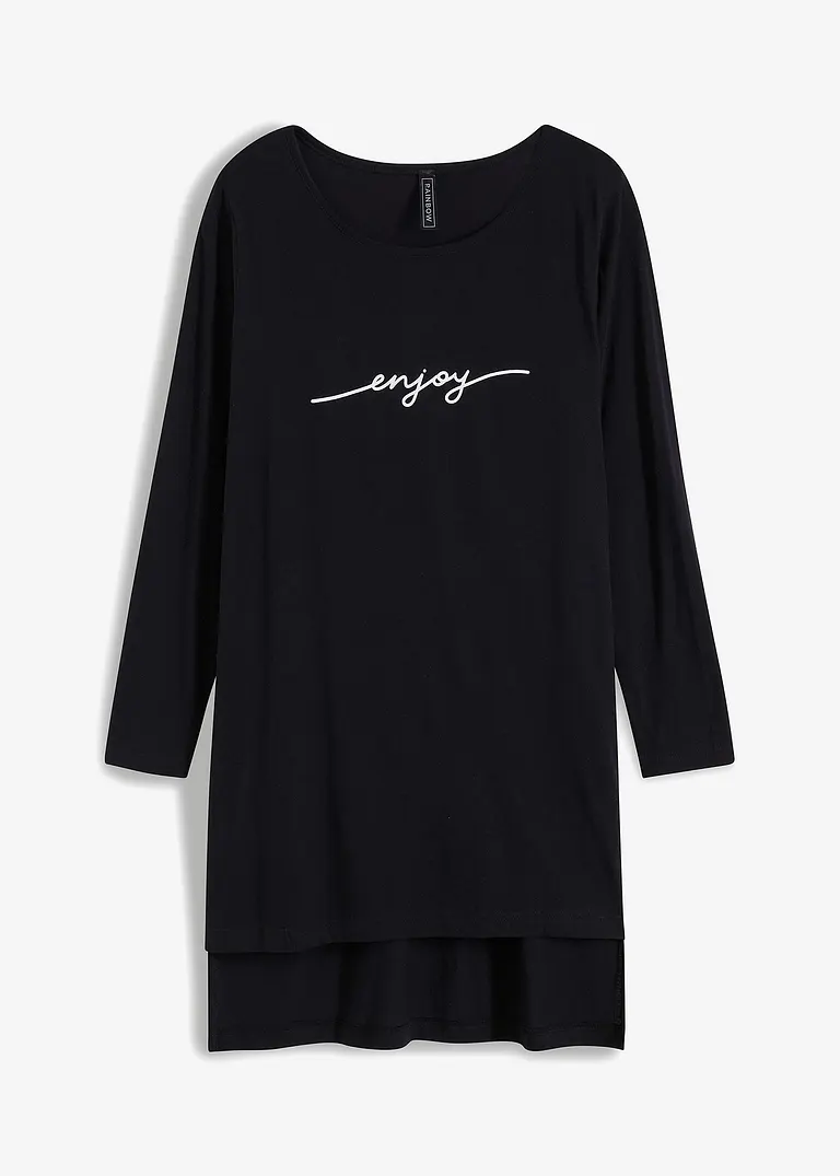 Longshirt mit Schlitzen in schwarz von vorne - bonprix