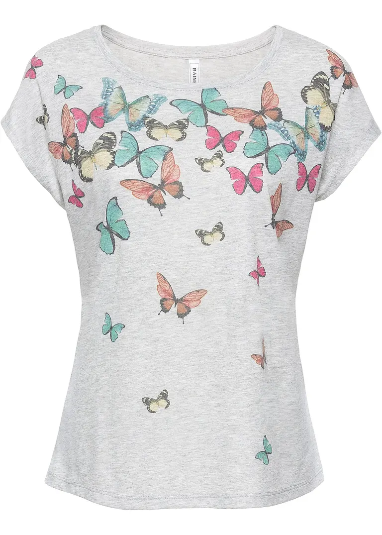 Shirt mit Schmetterlingen in grau von vorne - bonprix