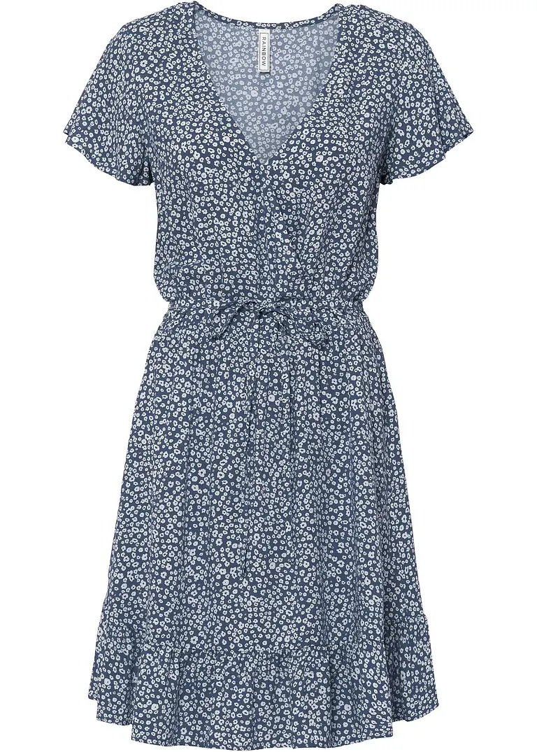 Minikleid aus nachhaltiger Viscose in blau von vorne - bonprix