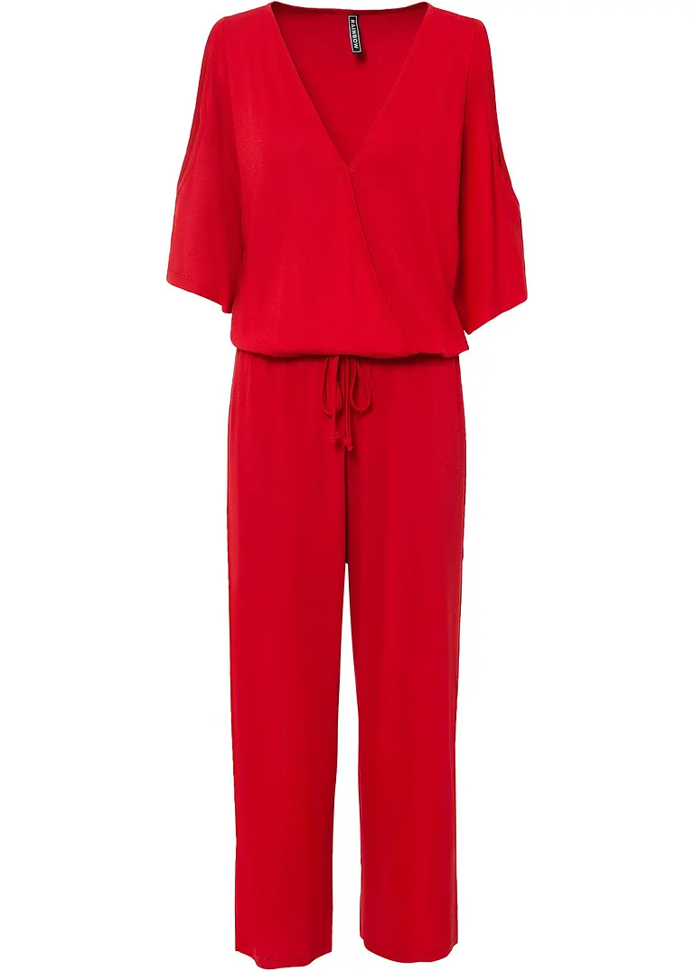 Jersey-Jumpsuit in rot von vorne - bonprix