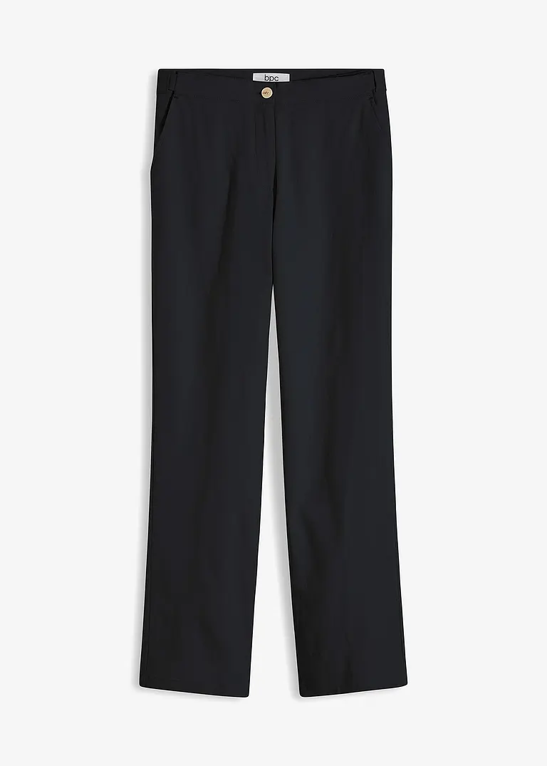 High-Waist-Hose aus Leinen-Viskose-Mix in schwarz von vorne - bonprix