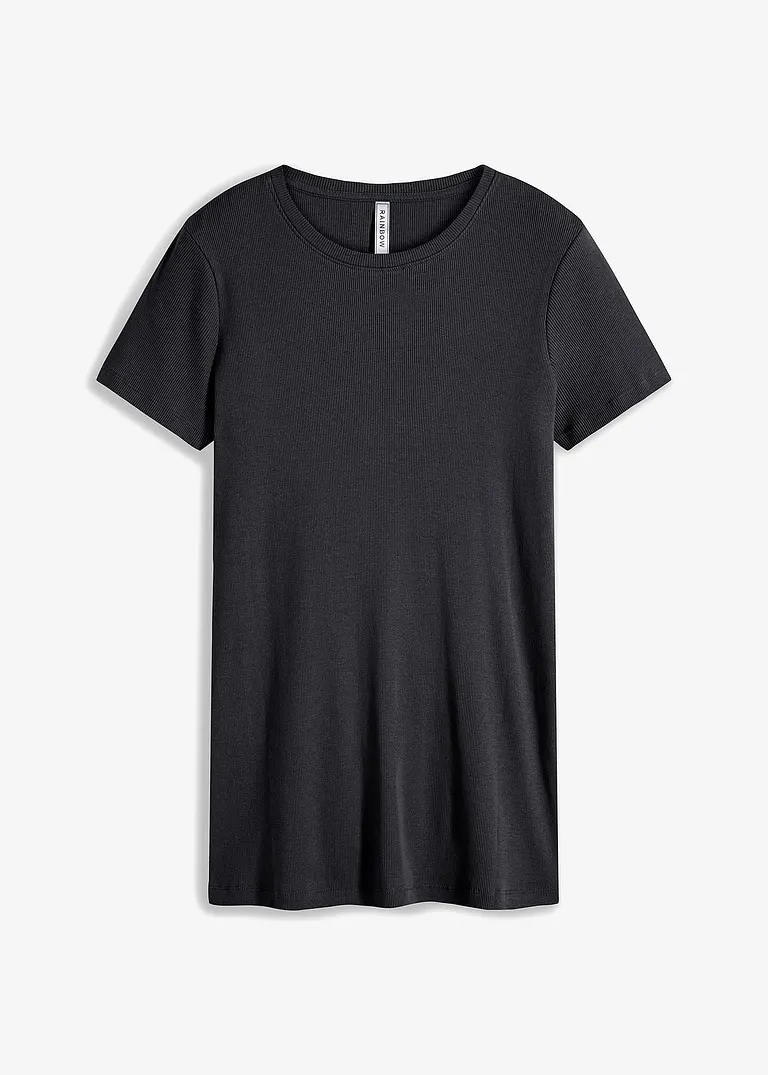 Longshirt mit Schlitz in schwarz von vorne - bonprix
