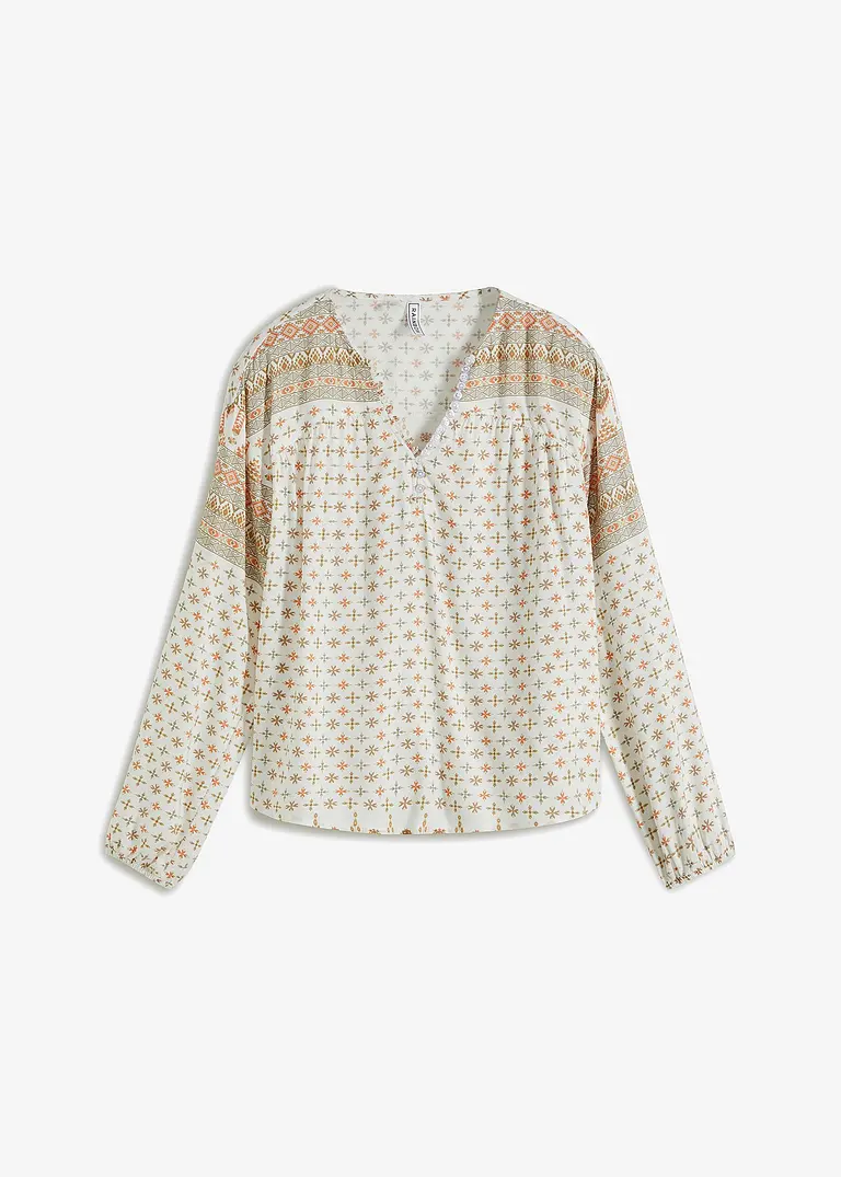 Blusenshirt aus fließender Viskose in weiß von vorne - bonprix