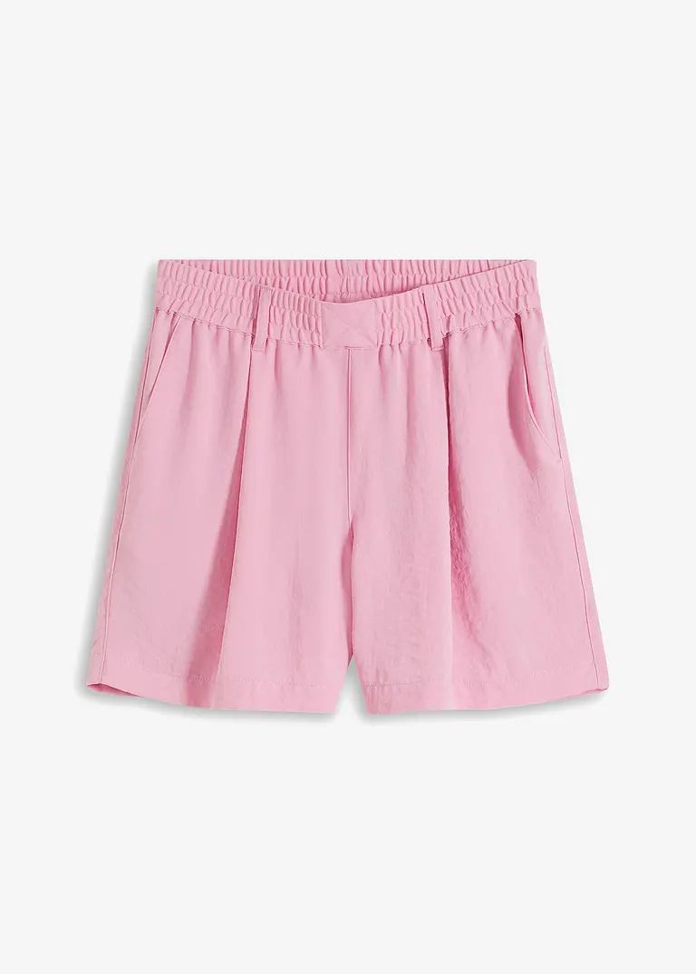 Schlupf-Shorts aus luftigem Crêpe in rosa von vorne - bonprix