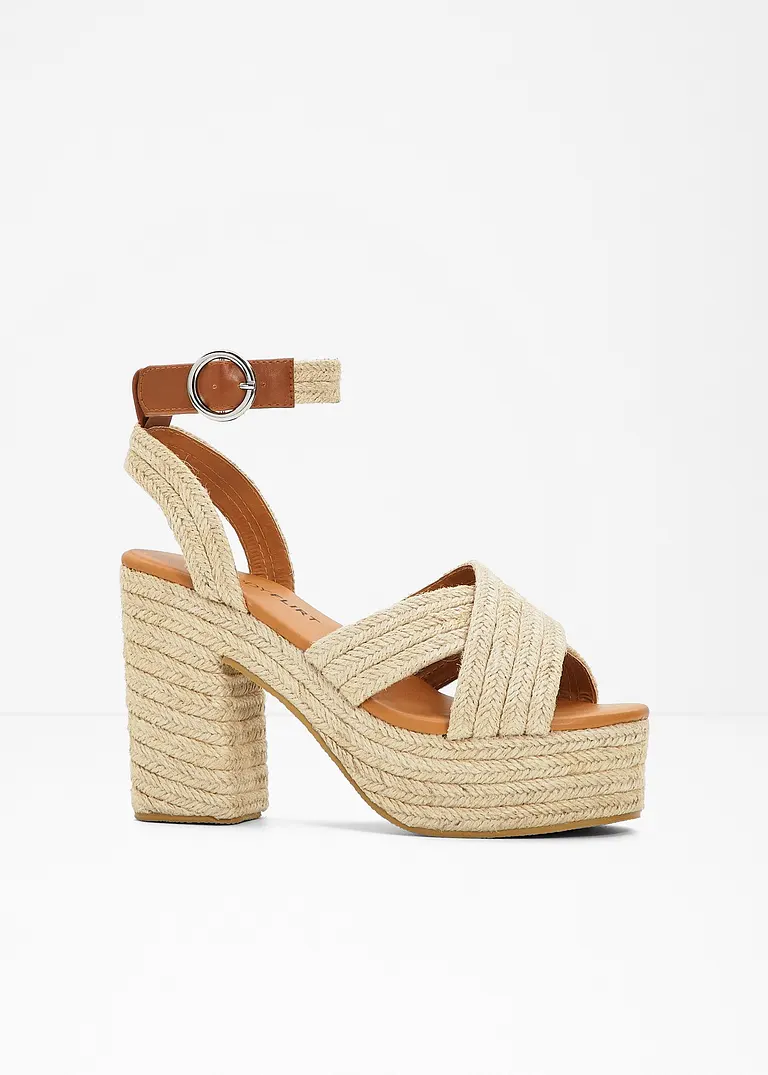 Plateau Sandalette in beige von vorne - bonprix