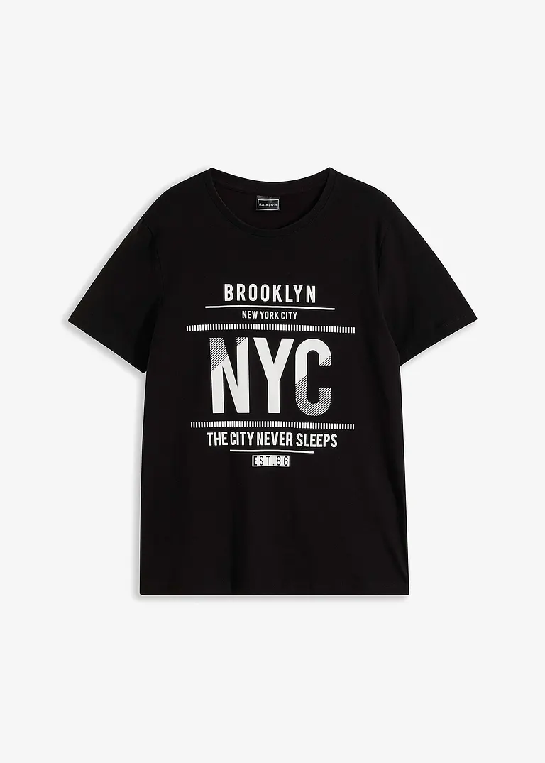 T-Shirt aus reiner Bio-Baumwolle, Slim Fit in schwarz von vorne - bonprix