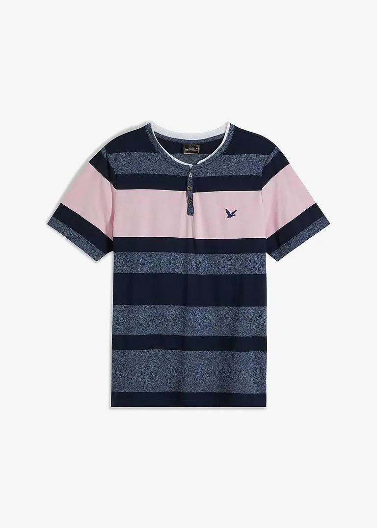 Henleyshirt, Kurzarm in blau von vorne - bonprix