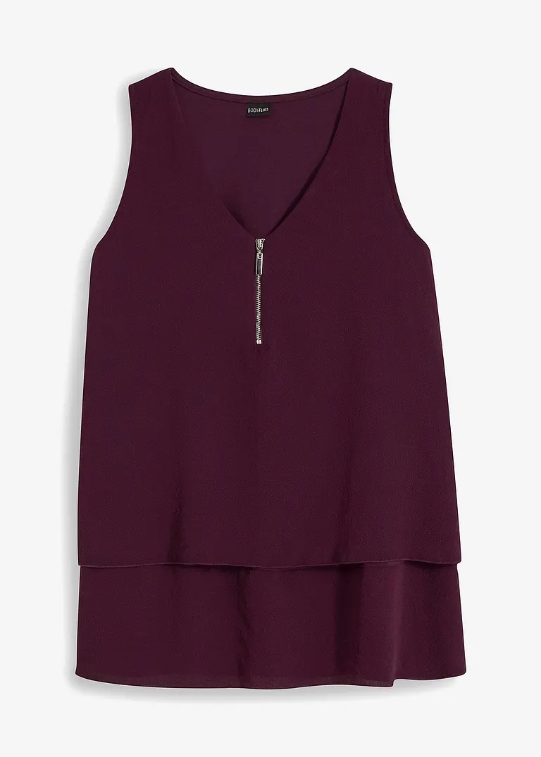 Top mit Zipper aus nachhaltige Viskose in lila von vorne - bonprix
