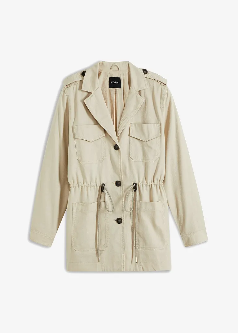Utility-Jacke in beige von vorne - bonprix