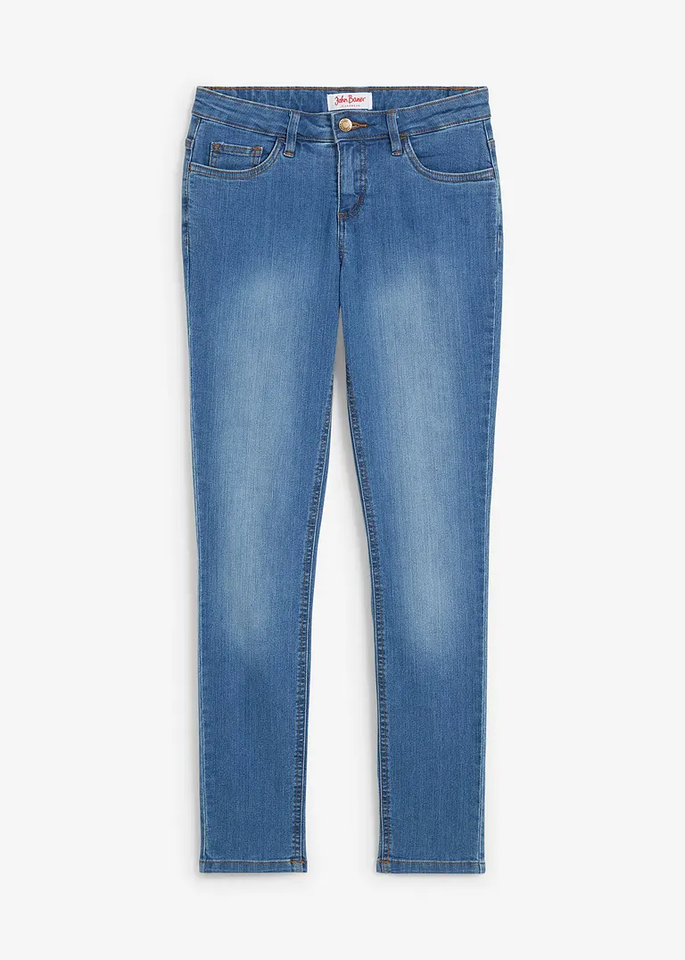 Skinny Jeans Mid Waist, Stretch in blau von vorne - bonprix