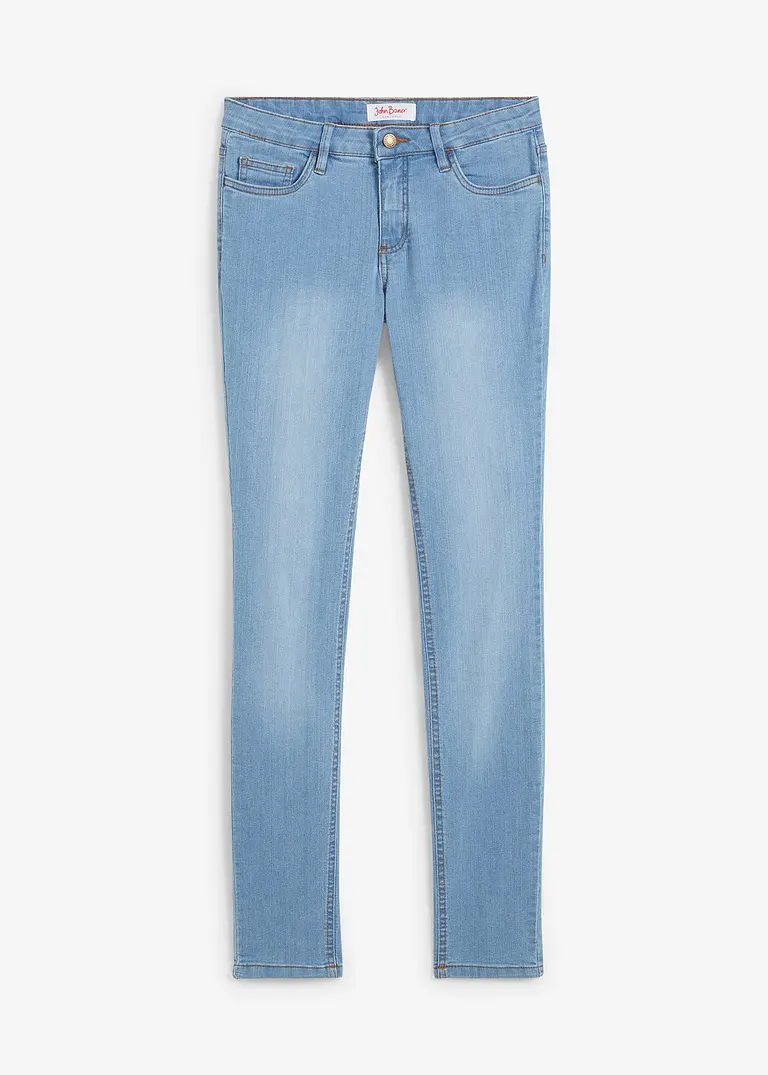 Skinny Jeans Mid Waist, Stretch in grün von vorne - bonprix