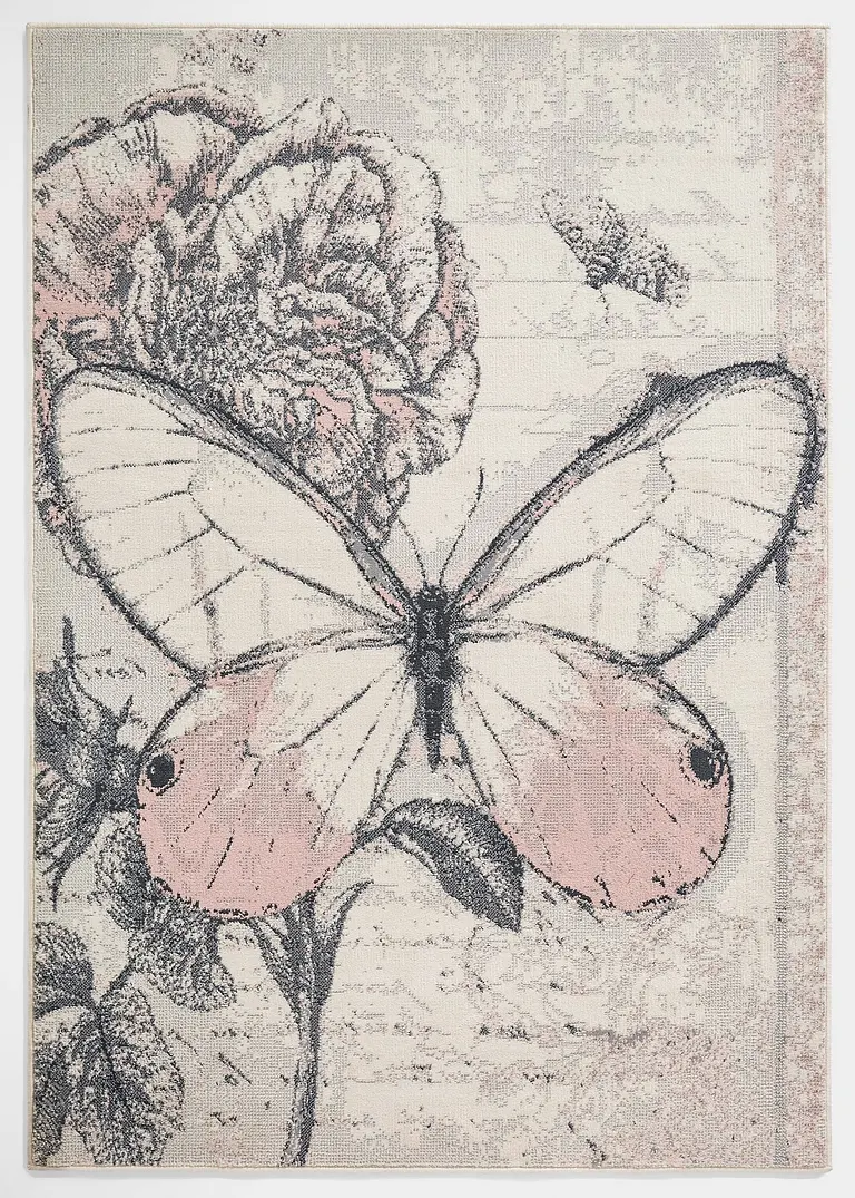Teppich mit großem Schmetterling in rosa - bonprix