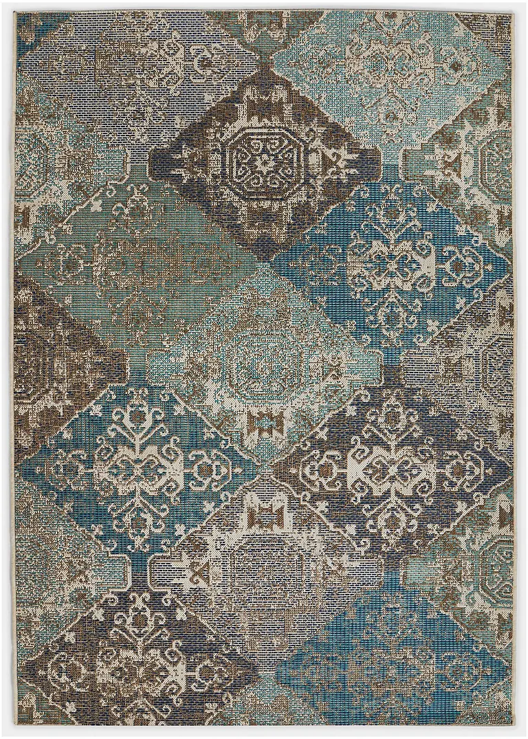 In- und Outdoor Teppich mit Ornamenten in blau - bonprix