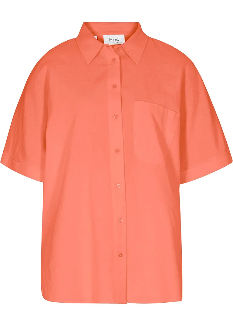 Oversize Halbarmbluse mit Leinen in orange von vorne - bonprix