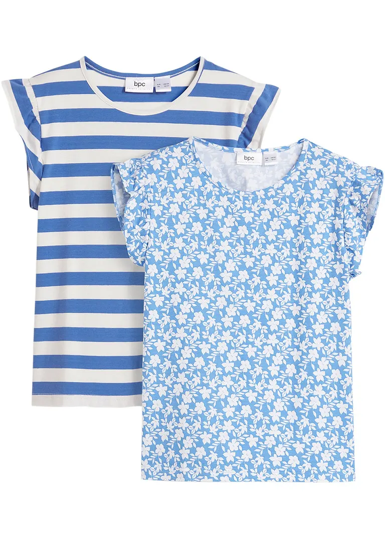 T-Shirt mit Bio-Baumwolle (2er Pack) in weiß von vorne - bonprix