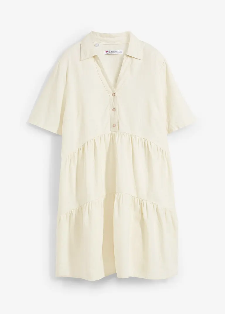 Umstands- und Stilllongbluse in beige von vorne - bpc bonprix collection